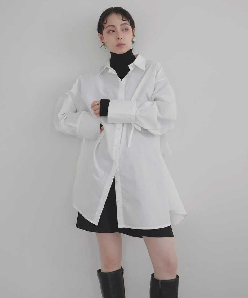 袖リボンチュニックシャツ