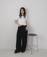 シャーリングアシンメトリーTシャツ