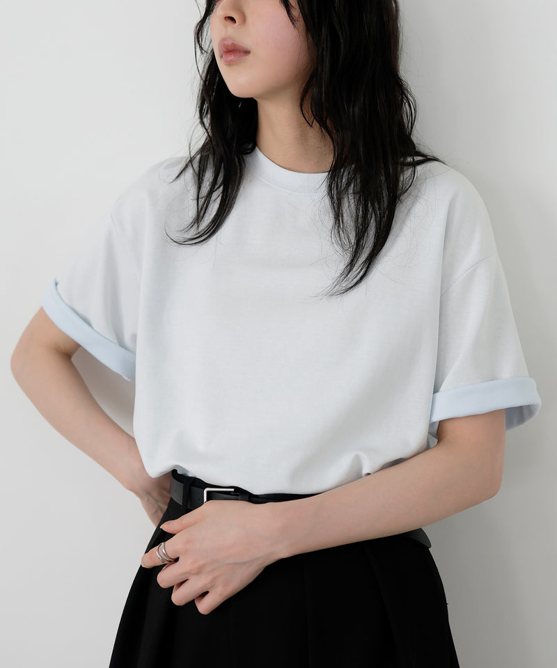 LOHEN バイカラーレイヤードＴシャツ 白 ローヘン バイカラーロールアップTシャツ – LIAN
