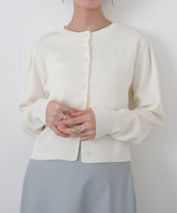 クリアボタンニットカーディガン