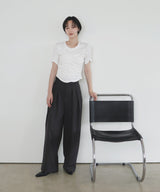 【7月下旬予約商品】シャーリングアシンメトリーTシャツ