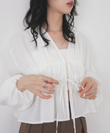 【一部予約商品】【mayu × LIAN】ダブルリボンシャーリングブラウス