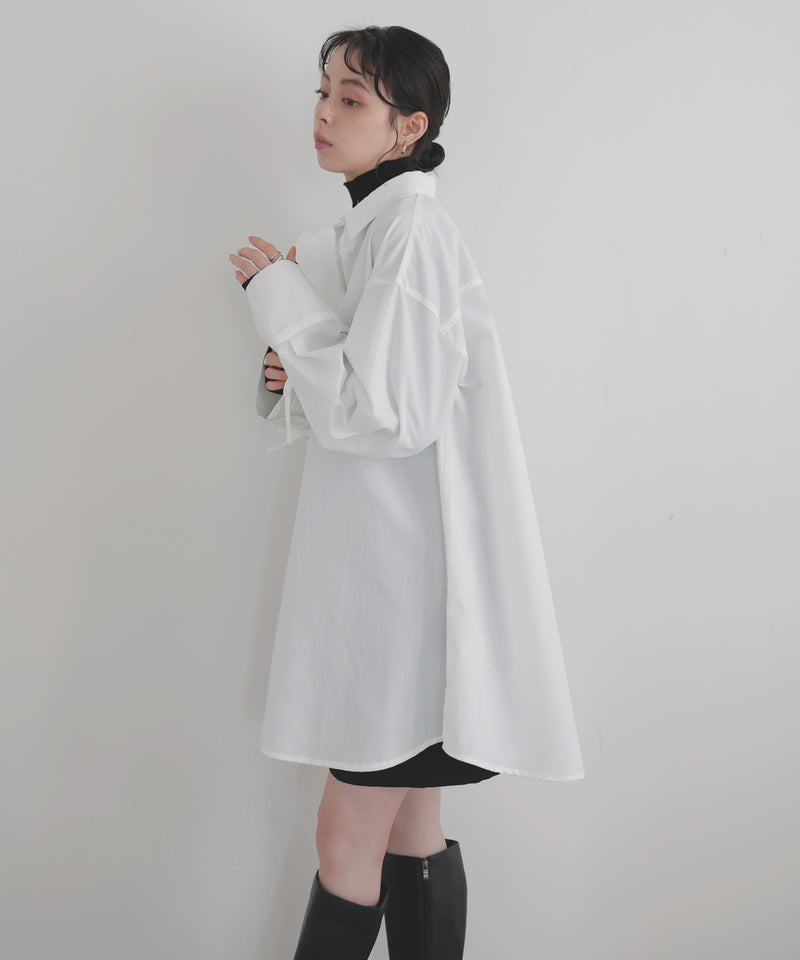 袖リボンチュニックシャツ