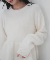 モヘアペプラムクルーネックプルオーバー