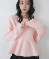 モヘアペプラムクルーネックプルオーバー