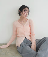 Vネックランダムリブニットカーディガン