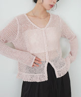 Vネックメッシュカーディガン