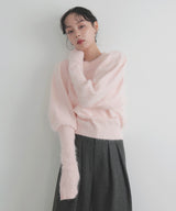 モヘアパフスリーブニット