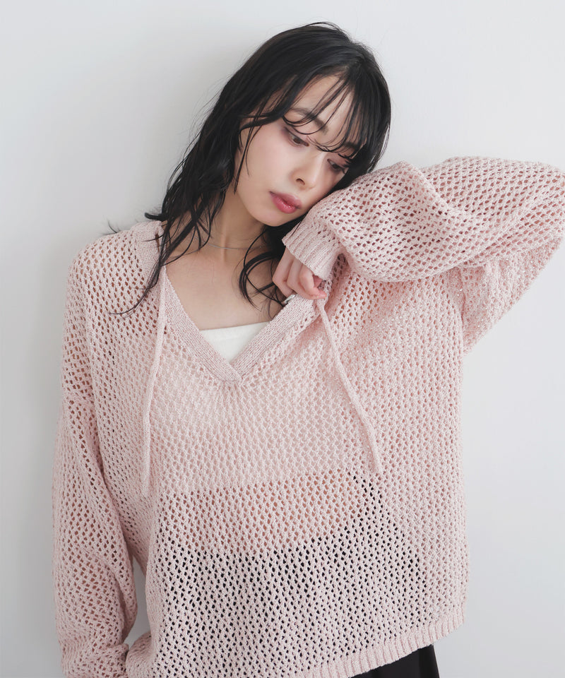 透かし編みキーネックプルオーバー – LIAN