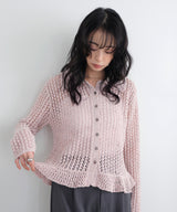 フリルメッシュポロカーデ