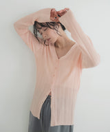 Vネックランダムリブニットカーディガン