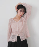 Vネックメッシュカーディガン