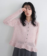 フリルメッシュポロカーデ