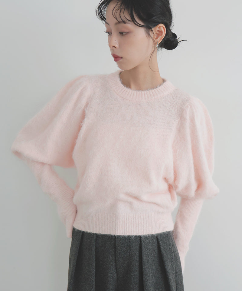 モヘアパフスリーブニット
