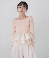 【3月上旬予約商品】【mayu × LIAN】シャイニーフリルニット