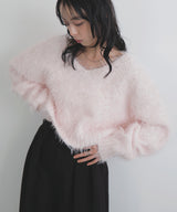 フェザーVネックニットプルオーバー