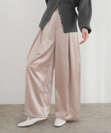 【2月中旬予約商品】サテンタックワイドパンツ