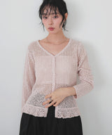 Vネックメッシュカーディガン