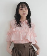 【6月中旬予約販売】2wayフリルノースリーブシャツ