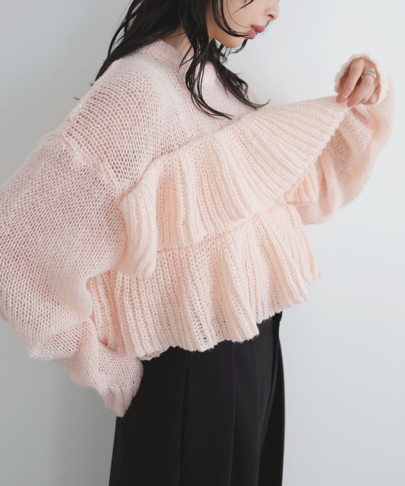 【12月下旬予約商品】シアーフリルニットプルオーバー