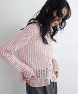 フリルメッシュポロカーデ