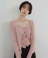 【9月上旬予約商品】Vネックレイヤードギャザーカーディガン