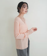 Vネックランダムリブニットカーディガン