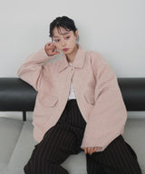 【10月下旬予約商品】　【ayu×LIAN】ステンカラーカールシャギーブルゾン