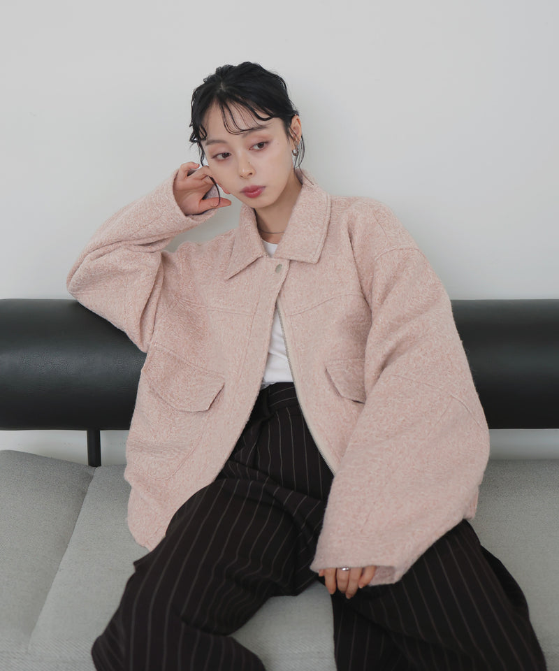 【10月下旬予約商品】　【ayu×LIAN】ステンカラーカールシャギーブルゾン