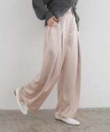 【2月中旬予約商品】サテンタックワイドパンツ