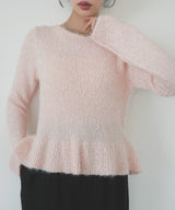 テープヤーンペプラムニットプルオーバー