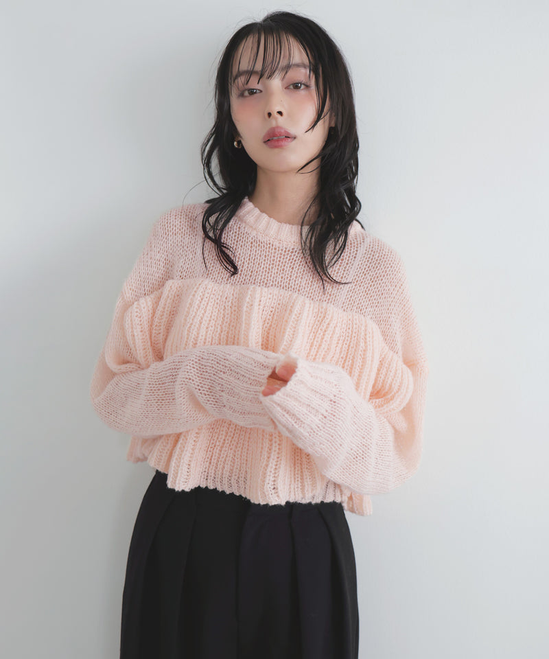 【12月下旬予約商品】シアーフリルニットプルオーバー