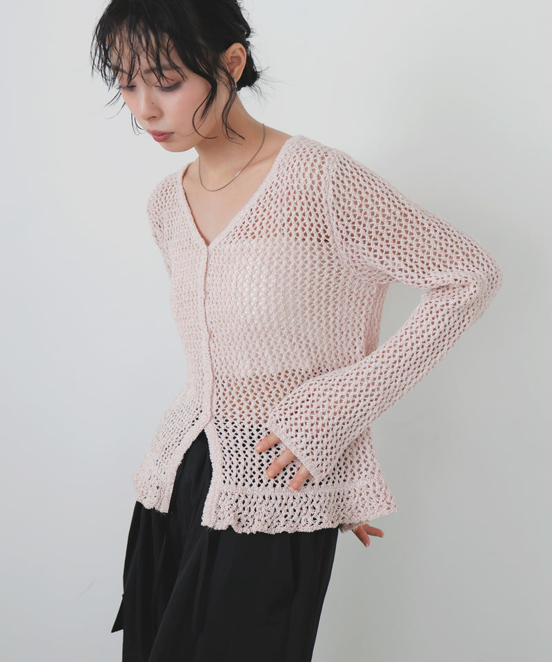 Vネックメッシュカーディガン – LIAN
