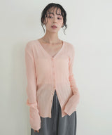Vネックランダムリブニットカーディガン