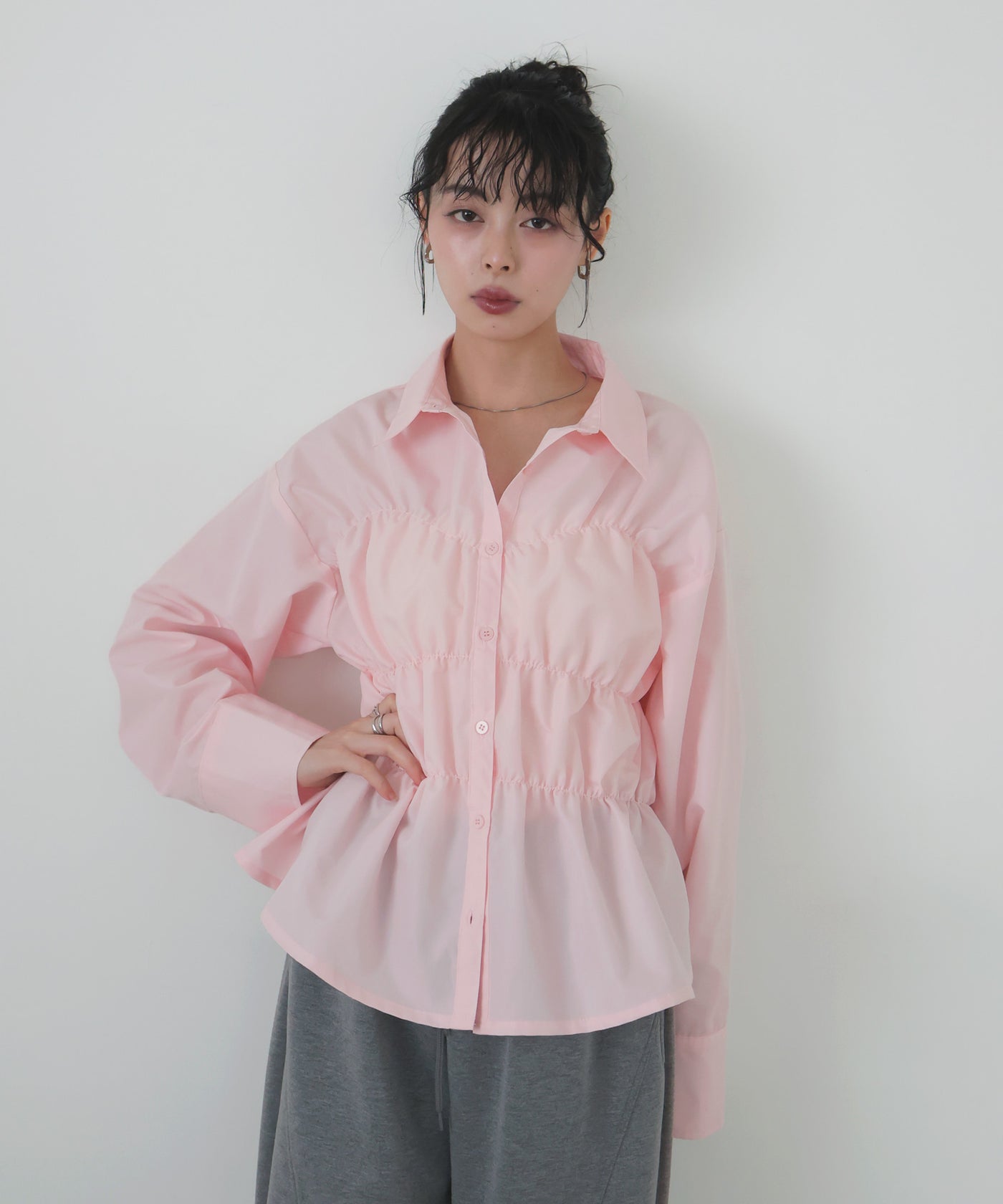 一部予約商品】シャーリングビスチェデザインシャツ – LIAN