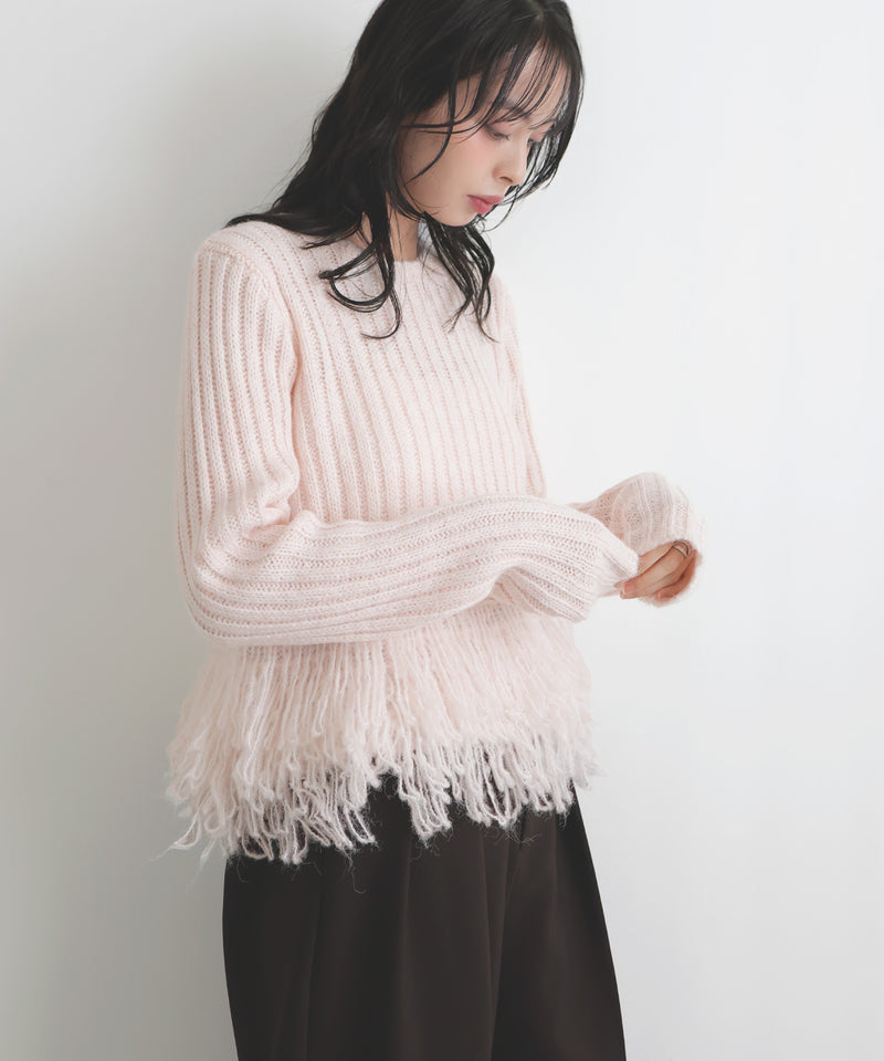 フリンジペプラムニット