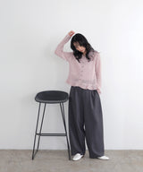 フリルメッシュポロカーデ