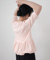 ハーフスリーブペプラムニット