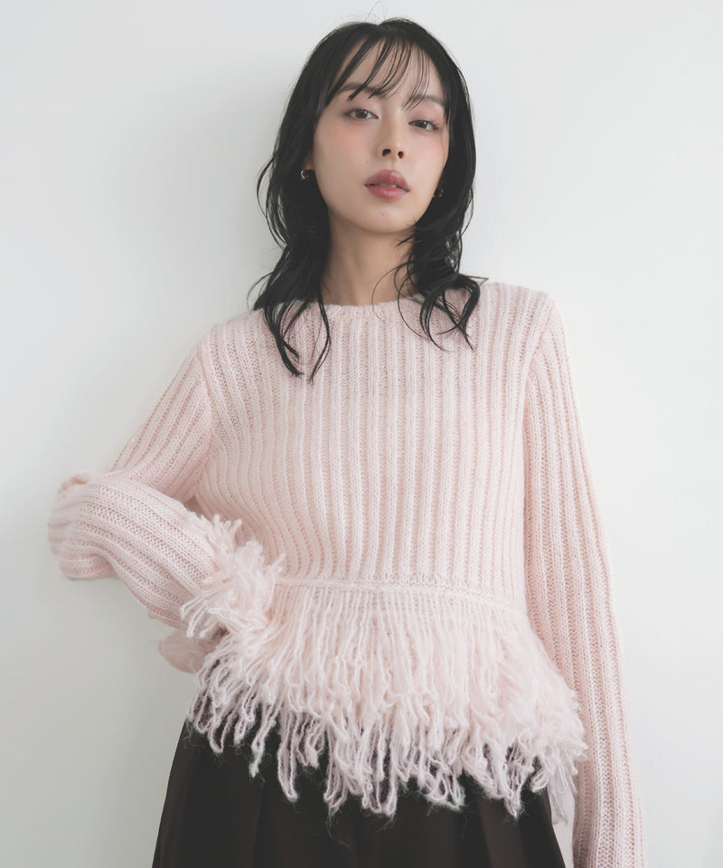 フリンジペプラムニット