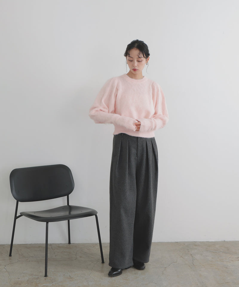 モヘアパフスリーブニット