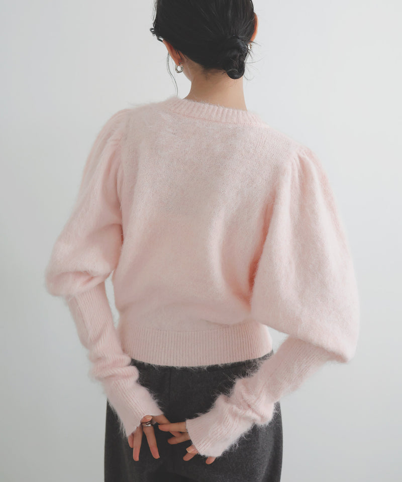 モヘアパフスリーブニット