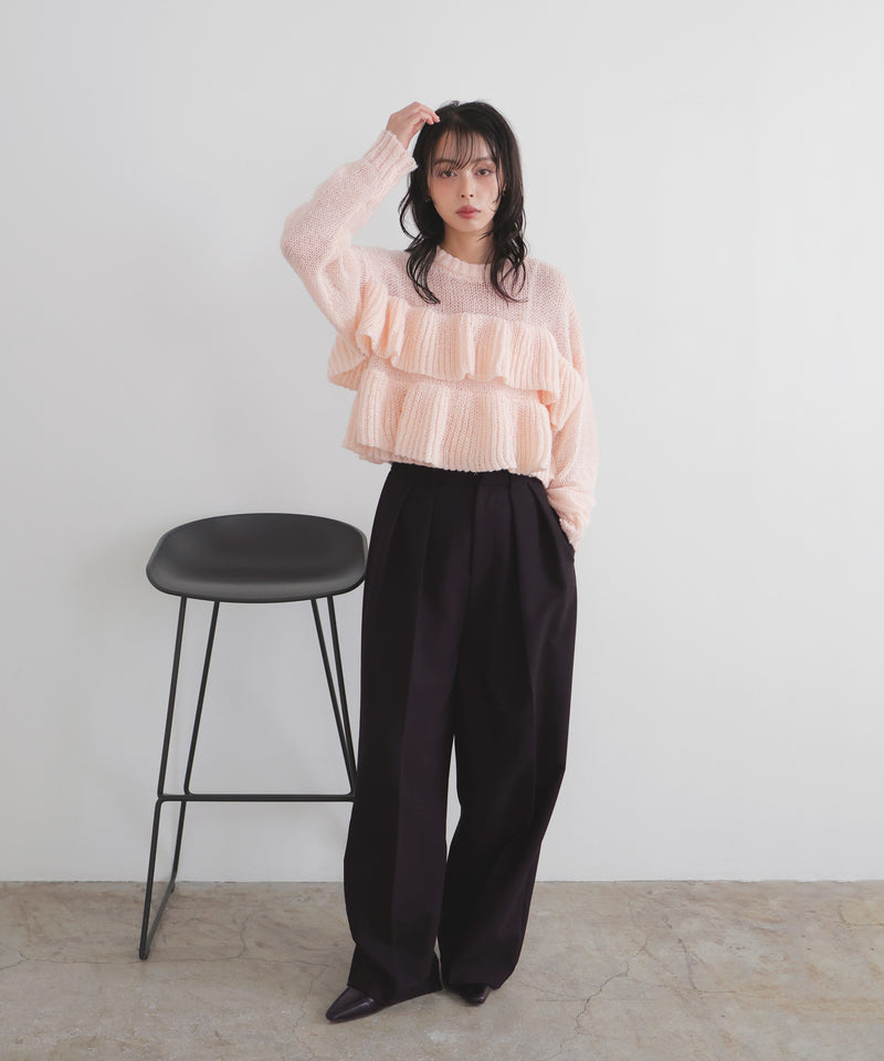 【12月下旬予約商品】シアーフリルニットプルオーバー