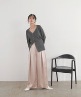 【2月中旬予約商品】サテンタックワイドパンツ
