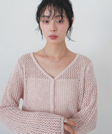 Vネックメッシュカーディガン
