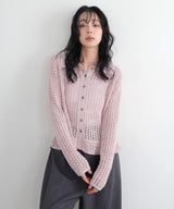 フリルメッシュポロカーデ