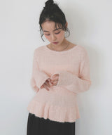 テープヤーンペプラムニットプルオーバー