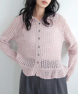 フリルメッシュポロカーデ