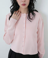 クリアボタンニットカーディガン