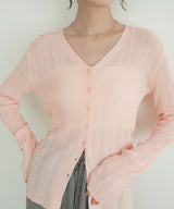 Vネックランダムリブニットカーディガン