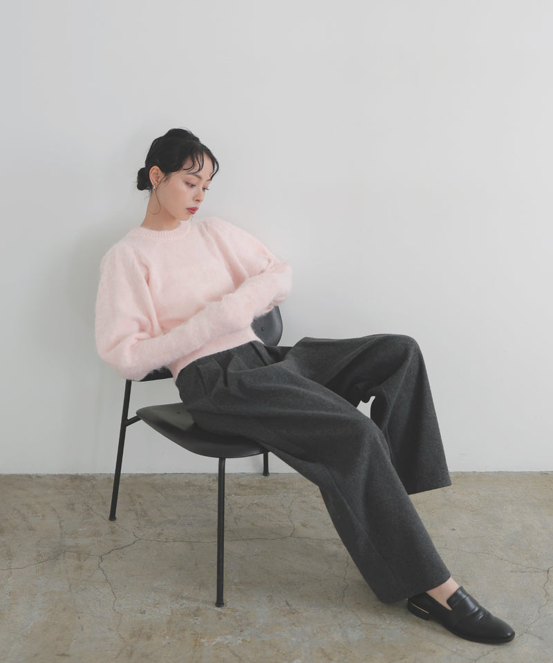 モヘアパフスリーブニット